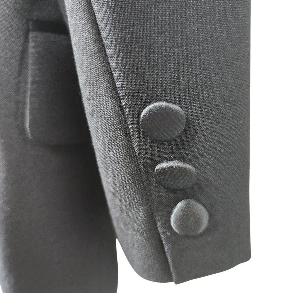Tallia Uomo Mens Tuxedo Suit 40R 32W Black‎ Worsted Wool Formal Wedding Occasion